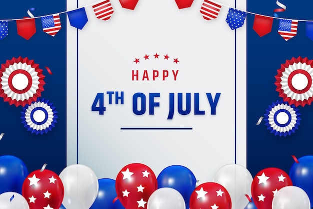 Bezpłatny wektor realistyczne tło dla amerykańskich obchodów 4 lipca