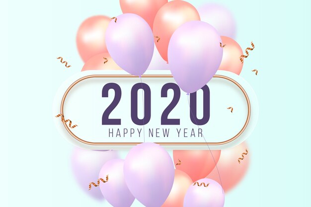 Realistyczne tło nowego roku 2020 balony