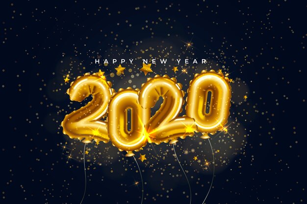 Realistyczne tło nowego roku 2020 balony