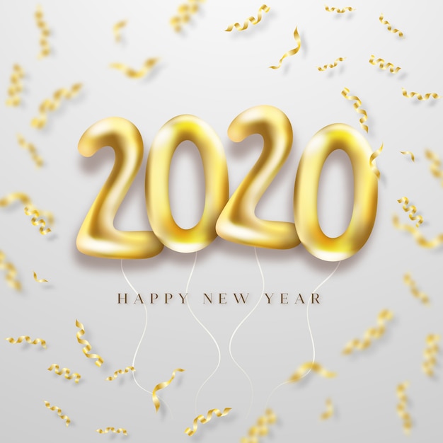 Realistyczne tło nowego roku 2020 balony