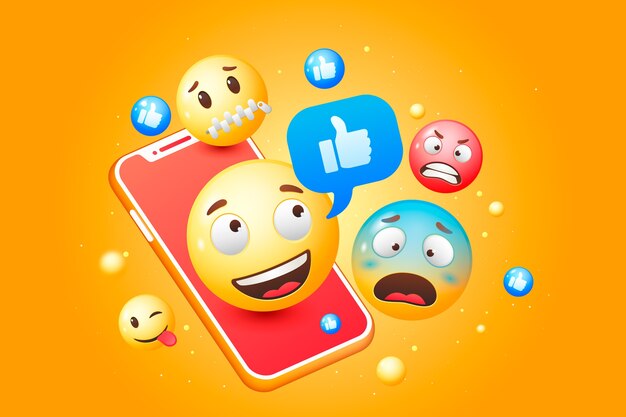 Realistyczne tło światowego dnia emoji z emotikonami