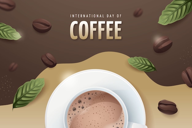 Bezpłatny wektor realistyczne tło światowej uroczystości dnia kawy