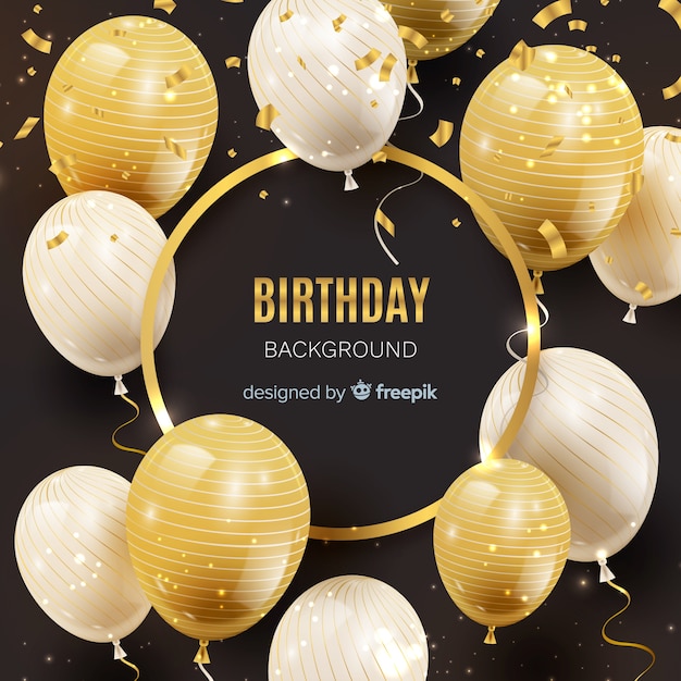 Bezpłatny wektor realistyczne tło urodziny balon