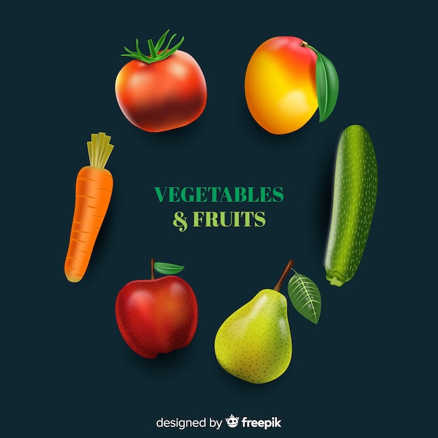 Bezpłatny wektor realistyczne warzywa i owoce
