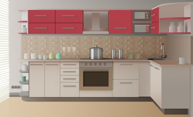 Realistyczne wnętrze kuchni