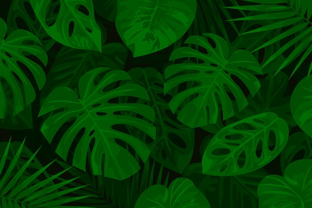 Realistyczne zielone liście tropikalny tło