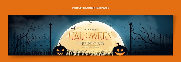 Bezpłatny wektor realistyczny halloweenowy baner twitch