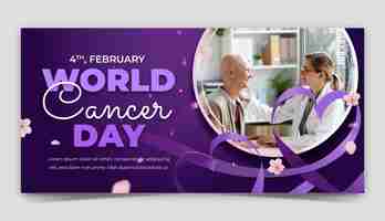 Bezpłatny wektor realistyczny horyzontalny szablon banerów dla światowego dnia zapobiegania rakowi