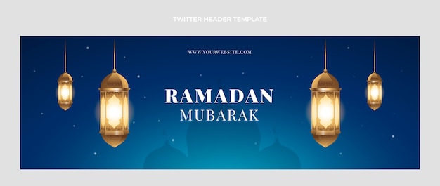 Bezpłatny wektor realistyczny nagłówek twittera ramadan