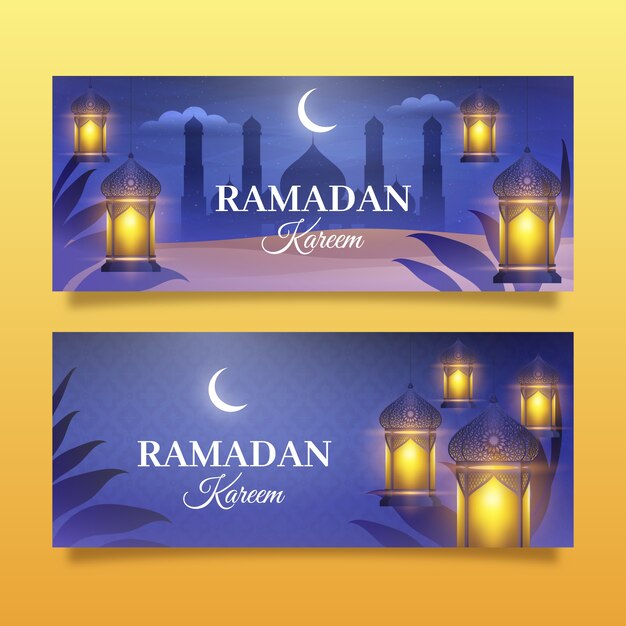 Realistyczny pakiet poziomych banerów ramadan