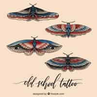 Bezpłatny wektor realistyczny pakiet tatuażu motyli