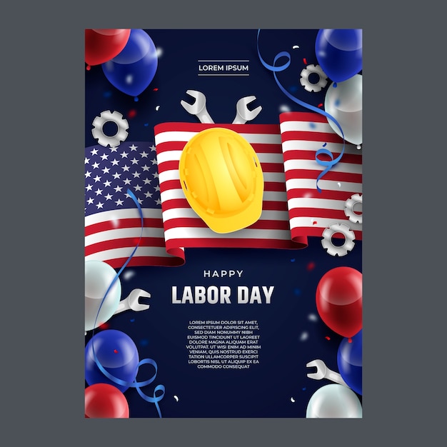 Bezpłatny wektor realistyczny pionowy szablon plakatu na obchody święta pracy
