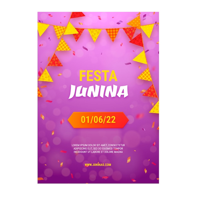 Bezpłatny wektor realistyczny plakat festas juninas z dekoracją