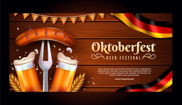 Realistyczny Poziomy Baner Na Obchody Festiwalu Piwa Oktoberfest