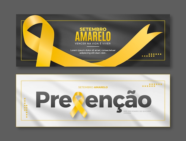 Realistyczny Poziomy Szablon Transparentu Dla Brazylijskiego Miesiąca Zapobiegania Samobójstwom