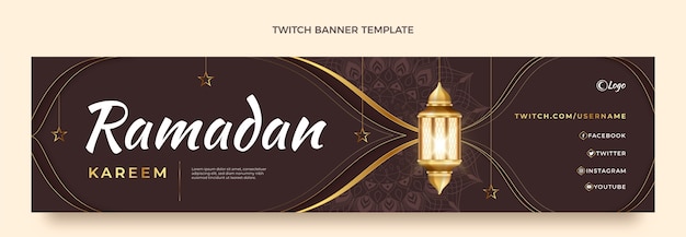 Bezpłatny wektor realistyczny ramadan twitch banner