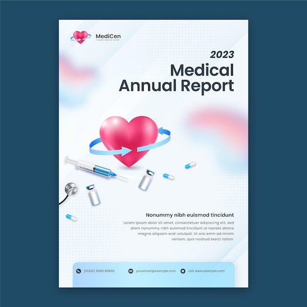 Bezpłatny wektor realistyczny raport roczny centrum medycznego