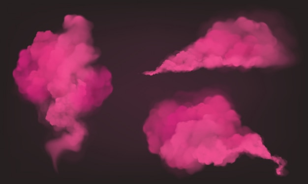 realistyczny różowy dym, magiczny pył lub proszek