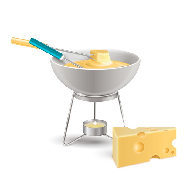 Realistyczny skład serowego fondue