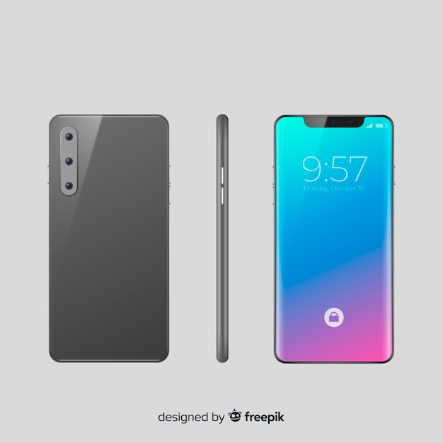 Realistyczny smartfon w różnych pozycjach