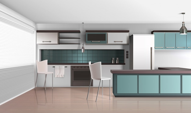 Bezpłatny wektor realistyczny styl apartament kuchnia