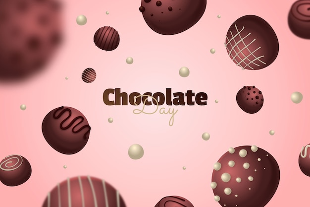 Realistyczny światowy dzień czekolady w tle z czekoladowymi słodyczami