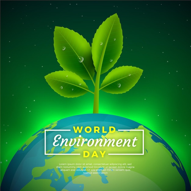 Realistyczny światowy Dzień środowiska Z Roślinami I Ziemią