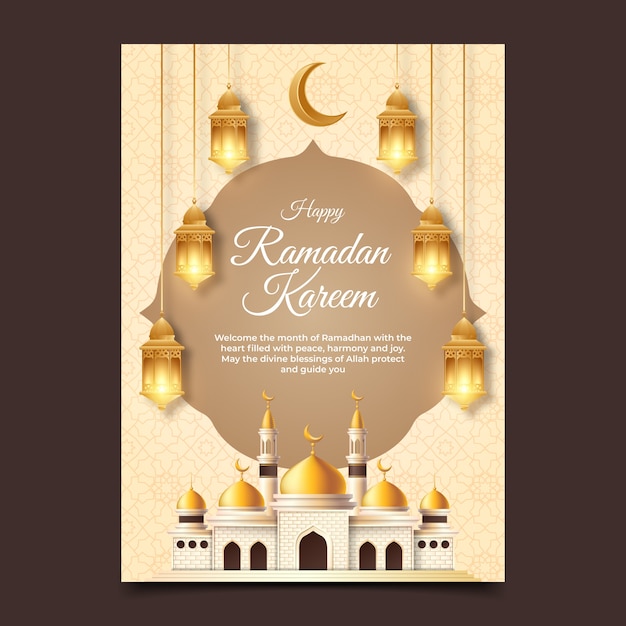 Realistyczny szablon kartki z życzeniami na ramadan