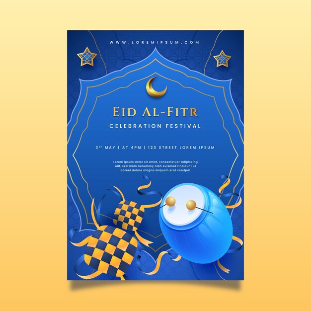 Realistyczny szablon pionowego plakatu eid al-fitr