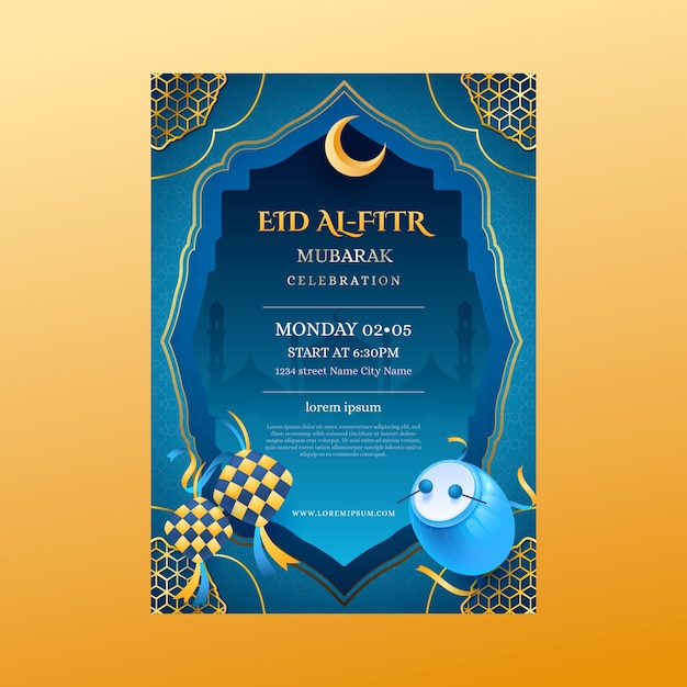 Realistyczny Szablon Plakatu Eid Al-fitr