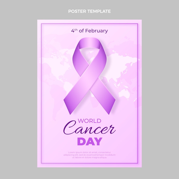Bezpłatny wektor realistyczny szablon plakatu pionowego światowego dnia raka
