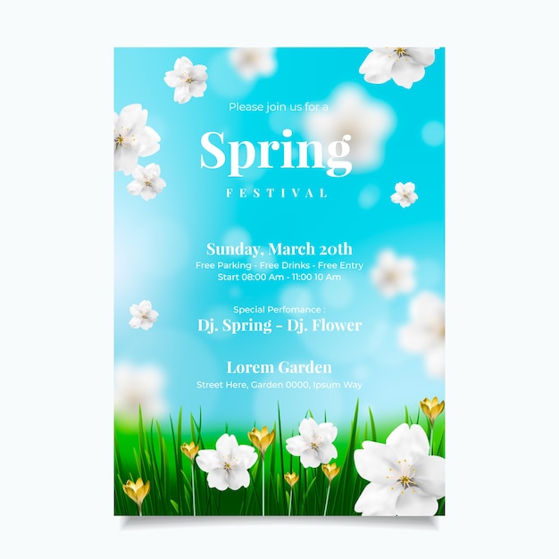 Bezpłatny wektor realistyczny szablon plakatu pionowego wiosny