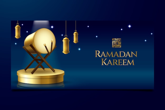 Realistyczny Szablon Poziomego Banera Ramadan