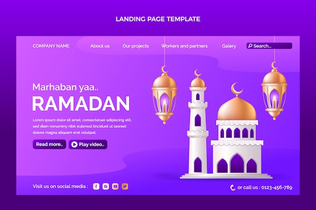 Realistyczny szablon strony docelowej ramadan
