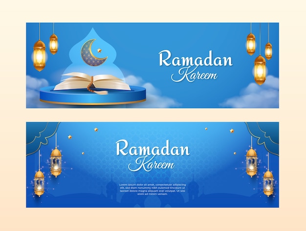 Realistyczny Szablon Transparentu Na Islamskie Obchody Ramadanu