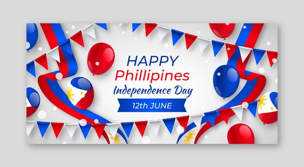 Realistyczny szablon transparentu poziomego filipiny dzień niepodległości