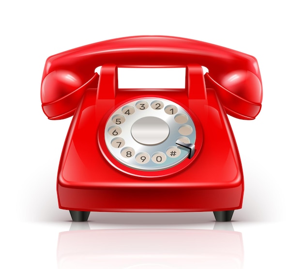 Bezpłatny wektor realistyczny telefon czerwony na białym tle