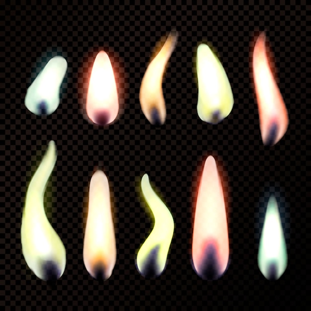 Bezpłatny wektor realistyczny zestaw candle flames