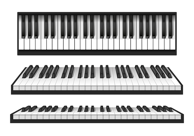 Bezpłatny wektor realistyczny zestaw klawiszy fortepianu