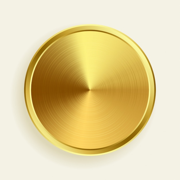 Realistyczny złoty metaliczny przycisk w szczotkowanej powierzchni tekstury