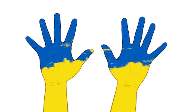Bezpłatny wektor ręce z pociągnięciami pociągnięciami flagi ukrainy