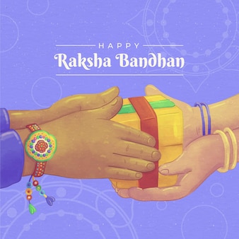 Ręcznie malowana akwarelowa ilustracja raksha bandhan