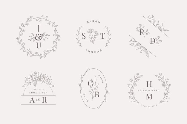 Ręcznie malowana kolekcja monogramów ślubnych