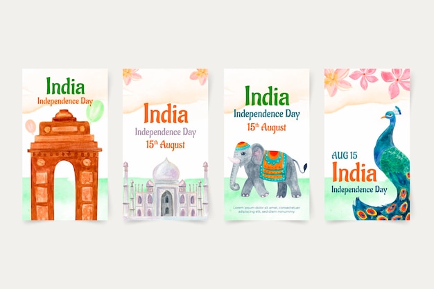 Ręcznie malowana kolekcja opowiadań na instagramie z okazji dnia niepodległości w indiach