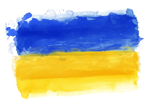 Ręcznie Malowane Akwarela Flaga Ukrainy W Tle