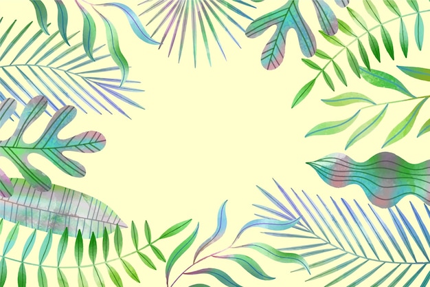 Ręcznie malowane akwarela tropikalne liście tło