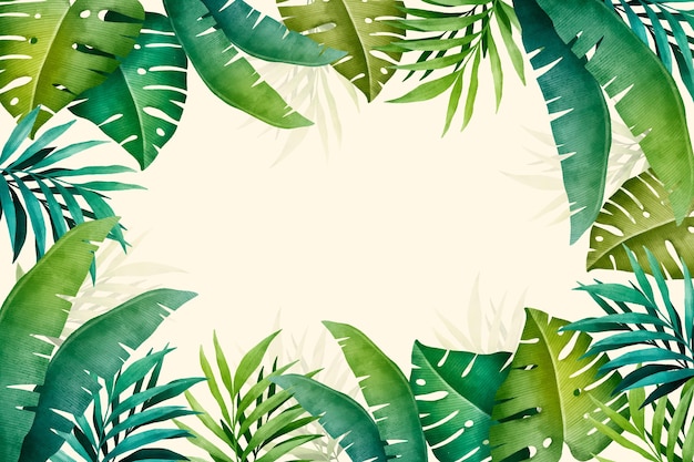 Bezpłatny wektor ręcznie malowane akwarela tropikalne liście tło