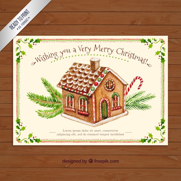 Ręcznie Malowane Słodki Dom Boże Narodzenie Karty