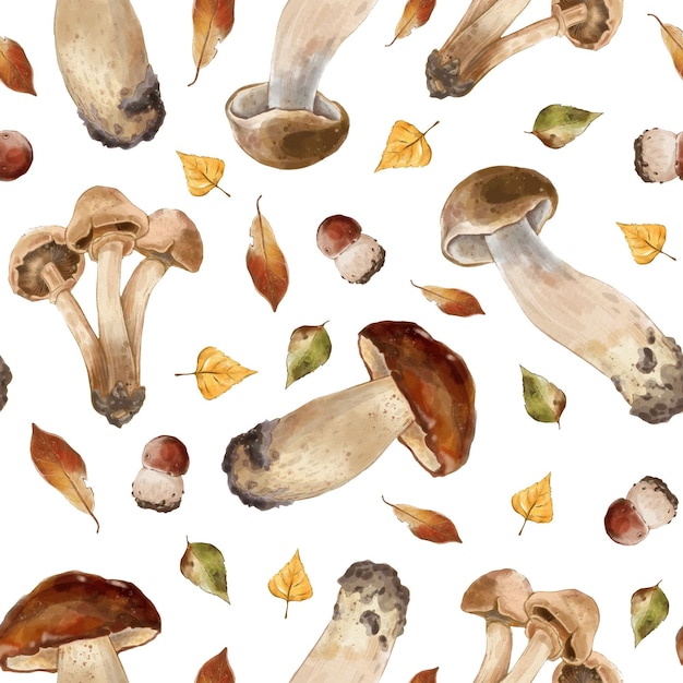 Ręcznie malowany wzór grzybów