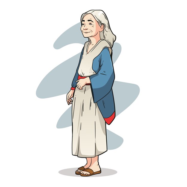 Ręcznie narysowana azjatycka ilustracja starych ludzi